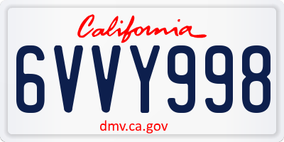 CA license plate 6VVY998