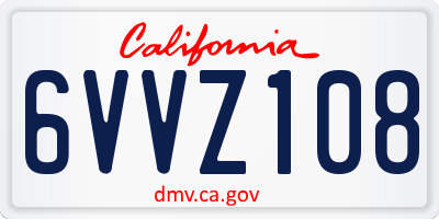 CA license plate 6VVZ108