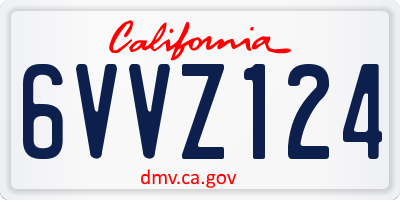 CA license plate 6VVZ124