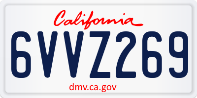 CA license plate 6VVZ269