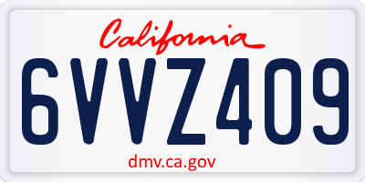 CA license plate 6VVZ409