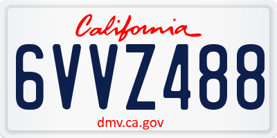 CA license plate 6VVZ488
