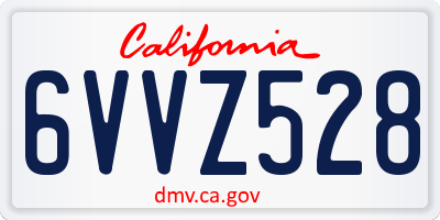 CA license plate 6VVZ528