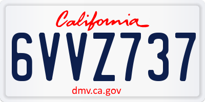 CA license plate 6VVZ737