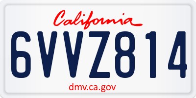 CA license plate 6VVZ814