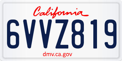 CA license plate 6VVZ819