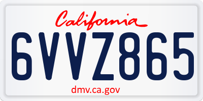 CA license plate 6VVZ865
