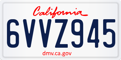 CA license plate 6VVZ945