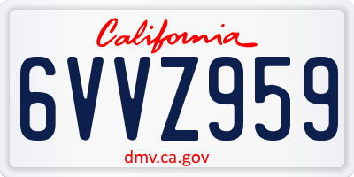 CA license plate 6VVZ959