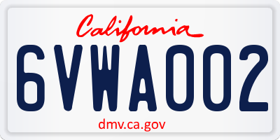 CA license plate 6VWA002