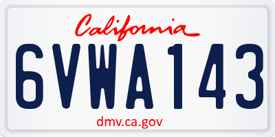 CA license plate 6VWA143