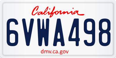 CA license plate 6VWA498
