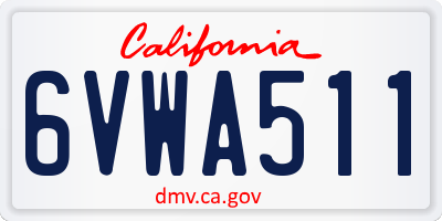 CA license plate 6VWA511