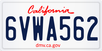 CA license plate 6VWA562