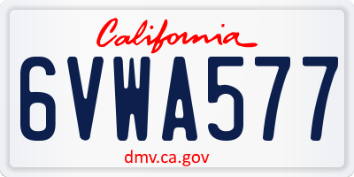 CA license plate 6VWA577