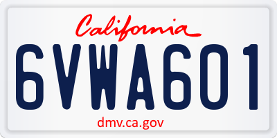 CA license plate 6VWA601