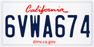 CA license plate 6VWA674