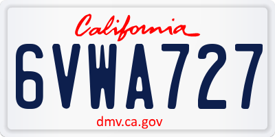 CA license plate 6VWA727
