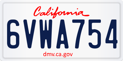 CA license plate 6VWA754