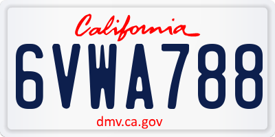CA license plate 6VWA788