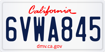 CA license plate 6VWA845