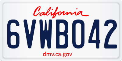 CA license plate 6VWB042