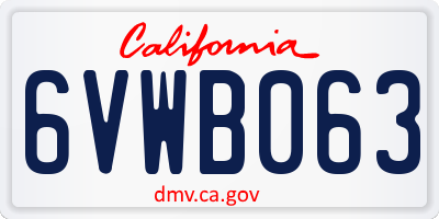 CA license plate 6VWB063