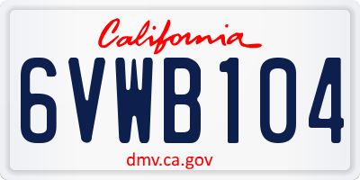 CA license plate 6VWB104