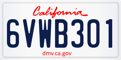 CA license plate 6VWB301
