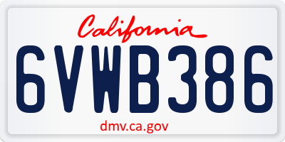 CA license plate 6VWB386