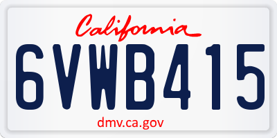 CA license plate 6VWB415