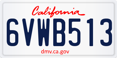 CA license plate 6VWB513