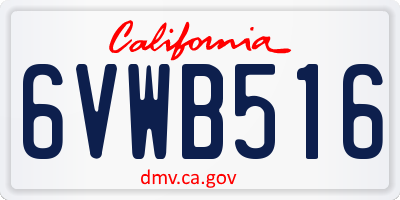 CA license plate 6VWB516