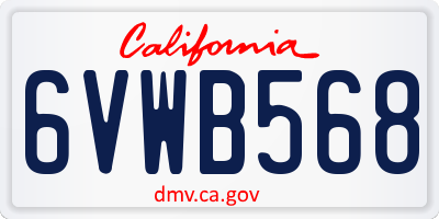 CA license plate 6VWB568