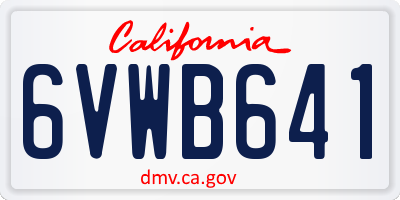 CA license plate 6VWB641