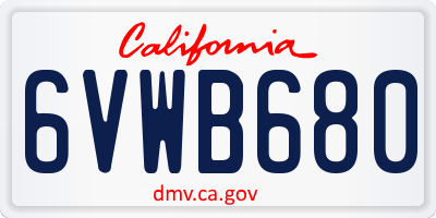 CA license plate 6VWB680