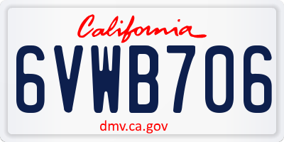 CA license plate 6VWB706