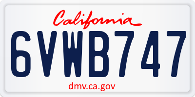 CA license plate 6VWB747