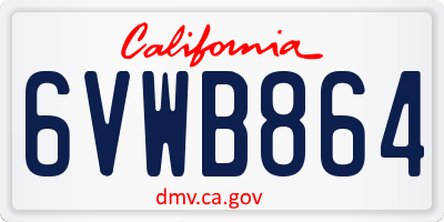 CA license plate 6VWB864
