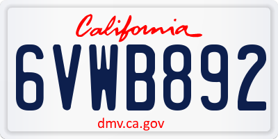 CA license plate 6VWB892