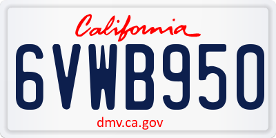 CA license plate 6VWB950