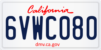 CA license plate 6VWC080