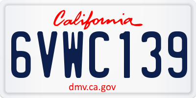 CA license plate 6VWC139