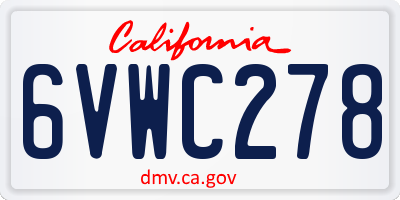 CA license plate 6VWC278