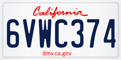 CA license plate 6VWC374