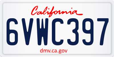 CA license plate 6VWC397