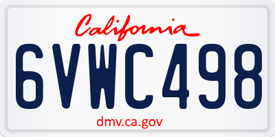 CA license plate 6VWC498