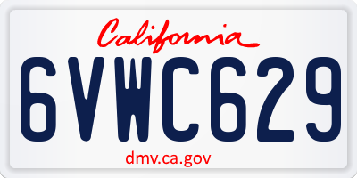 CA license plate 6VWC629