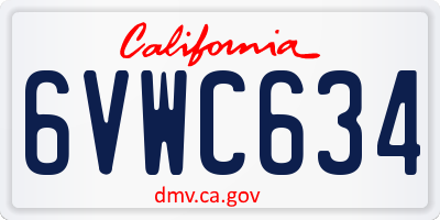 CA license plate 6VWC634