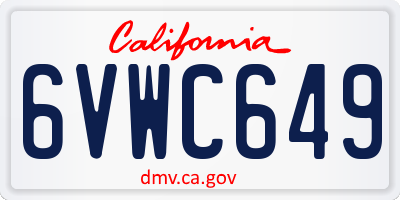CA license plate 6VWC649
